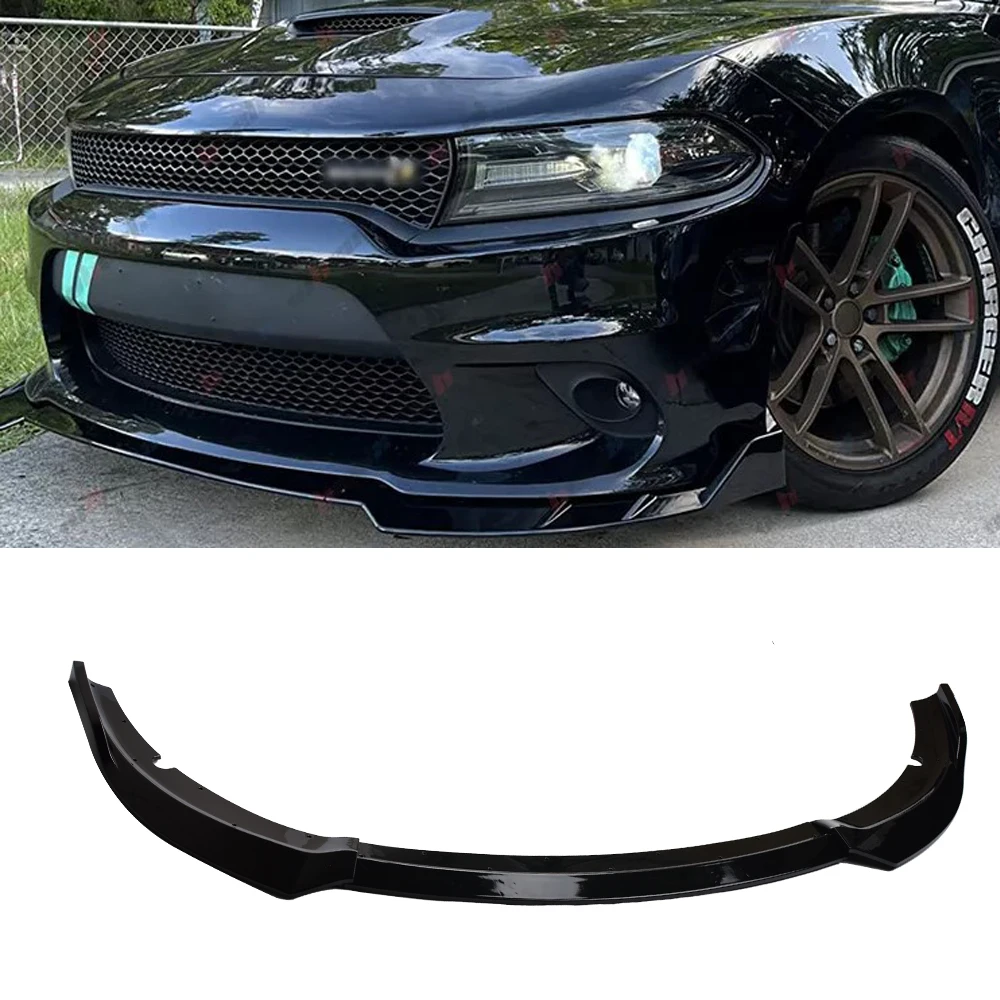 Front Bumper Lip Spoiler Splitter Body Kit For 2015-2023 Dodge Charger GT R/T Daytona Scat Pack SRT Models Gloss Black ABS