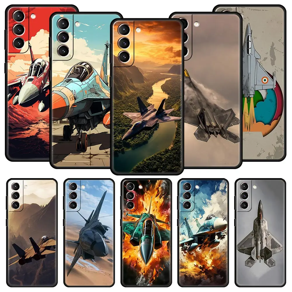 

Fighter Planes Phone Case For Samsung Galaxy S24 S23 S22 S20 Ultra S21 FE 5G S10 S9 Plus S10E S8 Soft Silicone Cover
