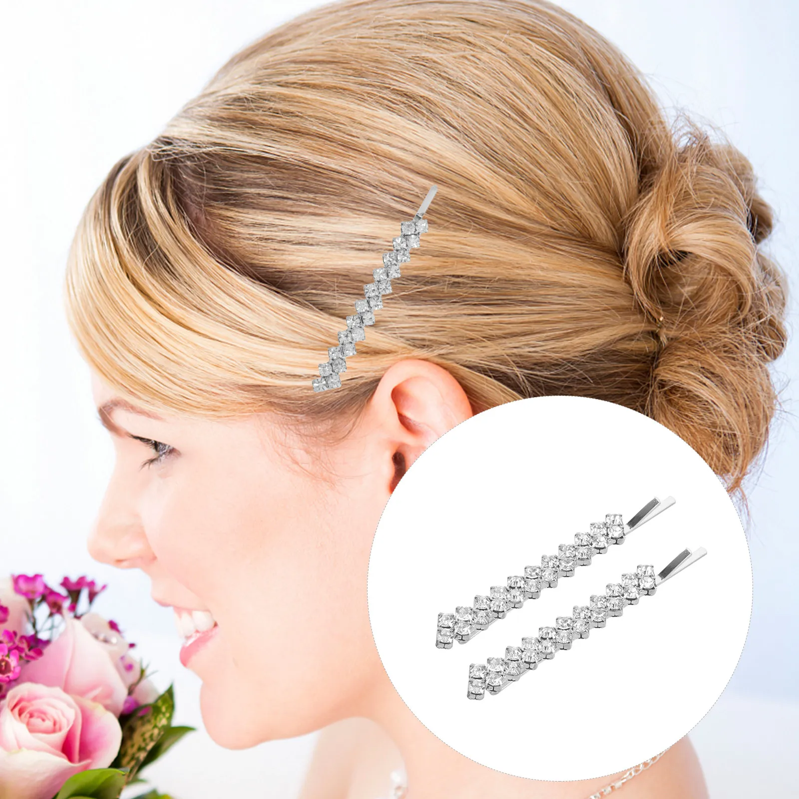 

1Set Rhinestone Hairpins Alloy Metal Hair Clips for Women Delicate Stylish Crystal Hairpin Wedding Party Dance Engagement Gift