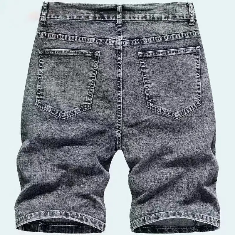 Nuovi uomini di moda coreana estate Casual al ginocchio lunghezza Cowboy lusso grigio solido traspirante Designer Jeans corti pantaloncini di Jeans da uomo