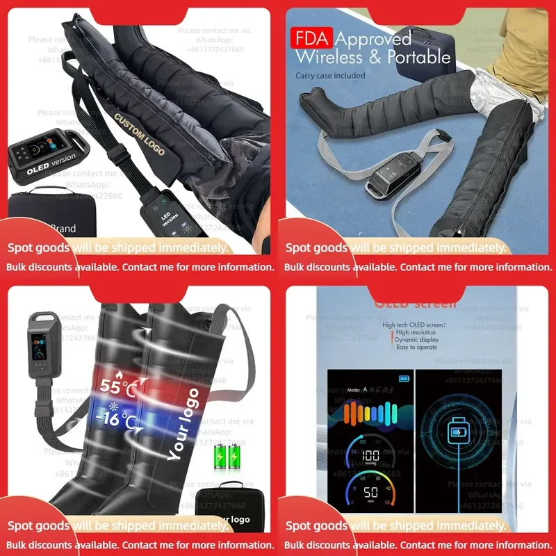 OLED Screen Pneumatic 8 Chambers Leg Cold and Heat Recovery Compression Sleeves Boots air Compression Botas Presoterapi