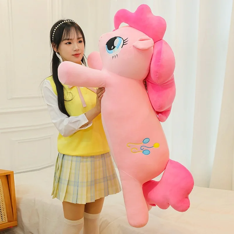 Pink Pony Plush Pillow Cute Cartoon Horse Stuffed Plushie, Soft Long Body Unicorn Doll, Lovely Sleeping Companion Gift for Girls