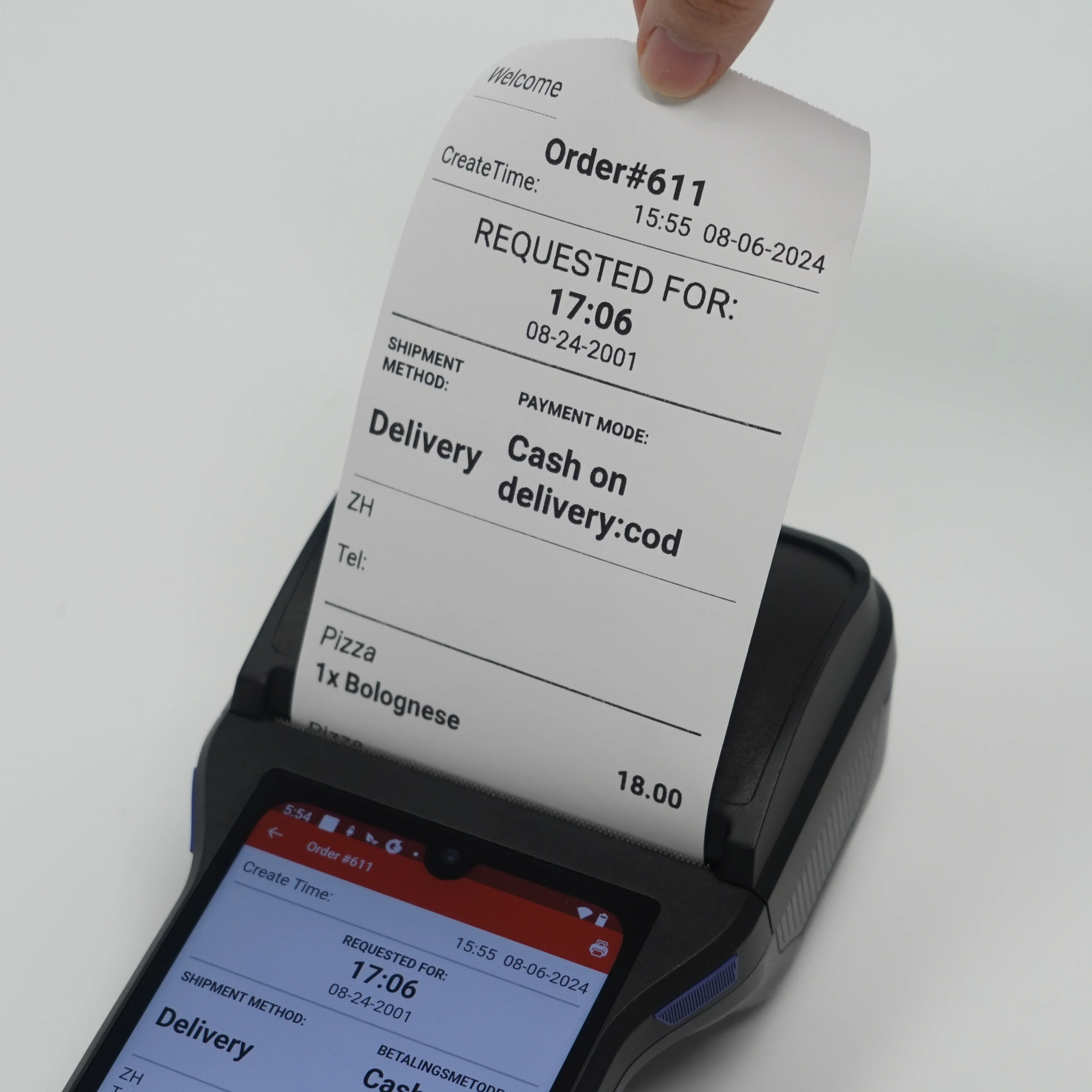 Goodcom Android 12 Handheld Pos เครื่องพิมพ์ความร้อน 80 มม. พร้อมการจัดการคําสั่งซื้อของร้านอาหาร