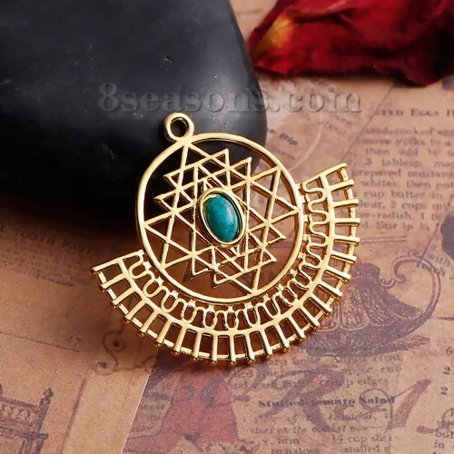 سحر التأمل سري يانترا لصنع المجوهرات ، قلادة هندسية مستديرة مجوفة ، قلادة سبيكة قائمة على الزنك ، نتائج تصنعها بنفسك ، 1-5 #2