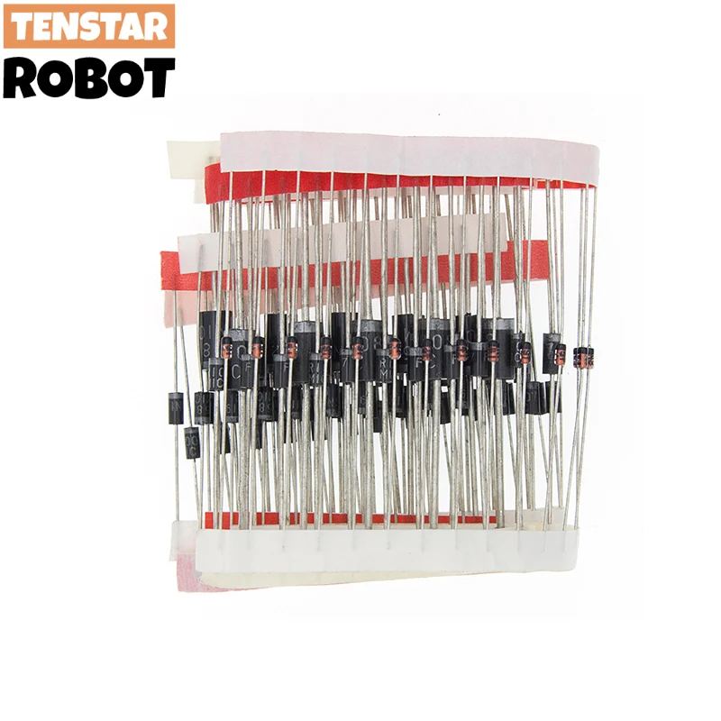 1N4148 1N4007 1N5819 1N5399 1N5408 1N5822 FR107 FR207,8values=100pcs,Electronic Components Package,Diode Assorted Kit