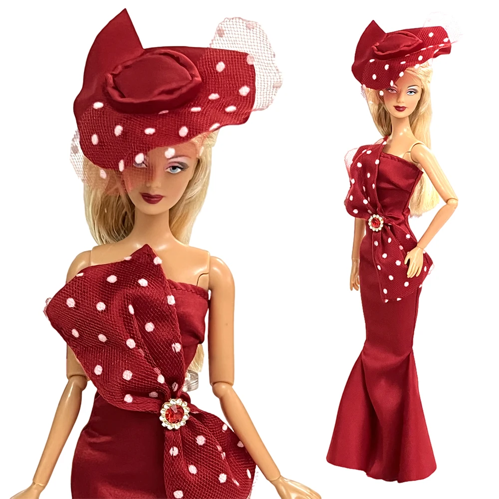 NK Official 1 Set Noble Red Dress Gorgeous Bow Evening Dress Suitable For Doll Party Party For Barbie Doll 1/6 Toys