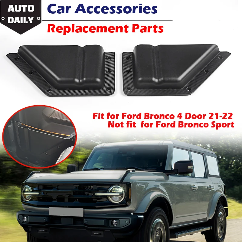 

2pcs Black Front Door Storage Pocket Door Side Insert Organizer Box Create Extra Space Fit For Ford Bronco 2021 2022 2Door 4Door