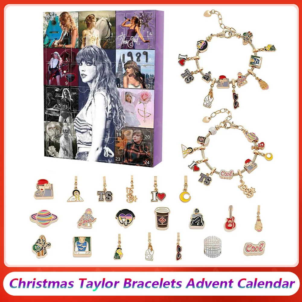 Christmas Decorative Taylor Bracelets Advent Calendar Festival Theme Taylor Bracelets Toy Arrival Calendar for Kids Teens Women