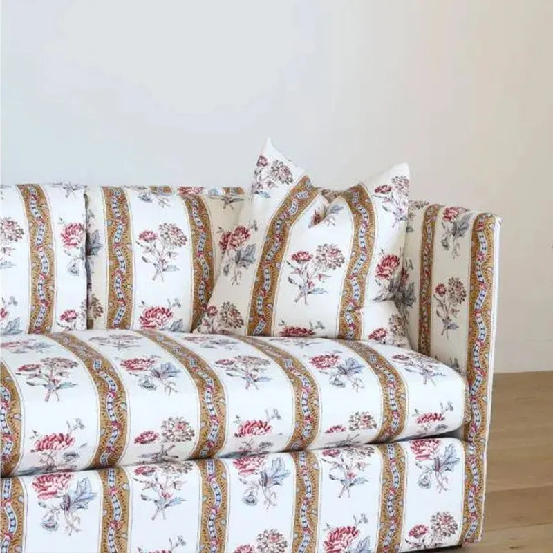 American country printed sofa small apartment living room fabric French retro studio homestay villa three-person sofa