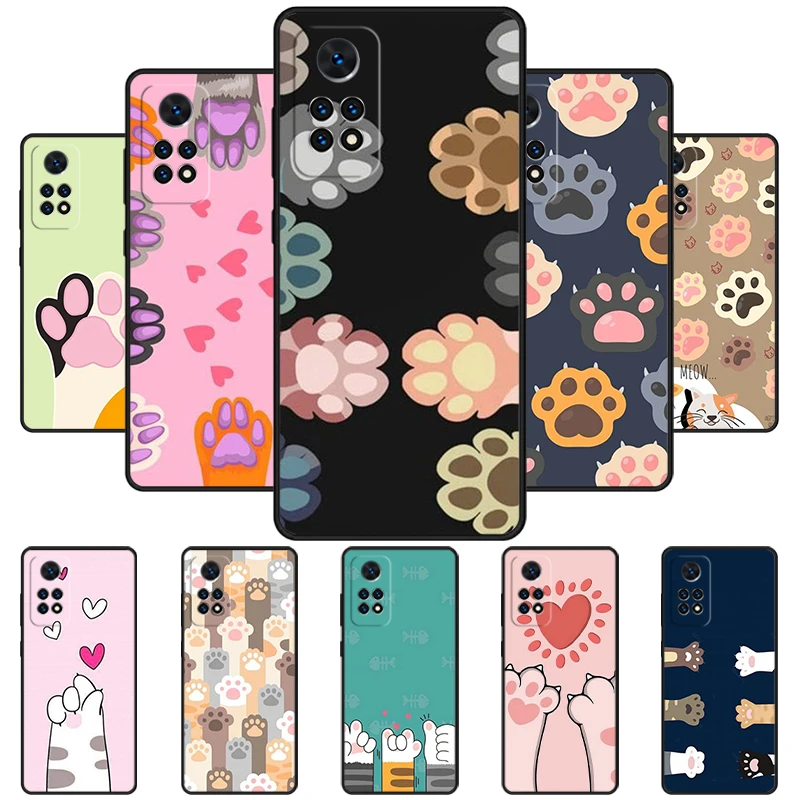 kawaii cute cat Dog Foot Paw Phone Case For Redmi Note 11 EPro 11S 10T 9S Promax 8 Pro Xiaomi Mi 11 12X 12S Ultra Cover