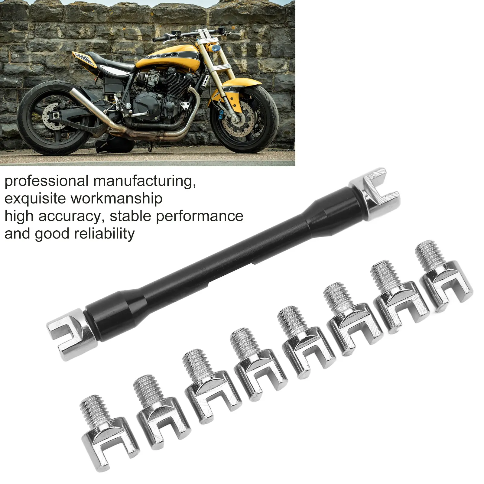 

Motorcycle Spoke Wrench Set Spoke Spanner Kit with 10 Interchangeable Tips Universal for Dirt Bike