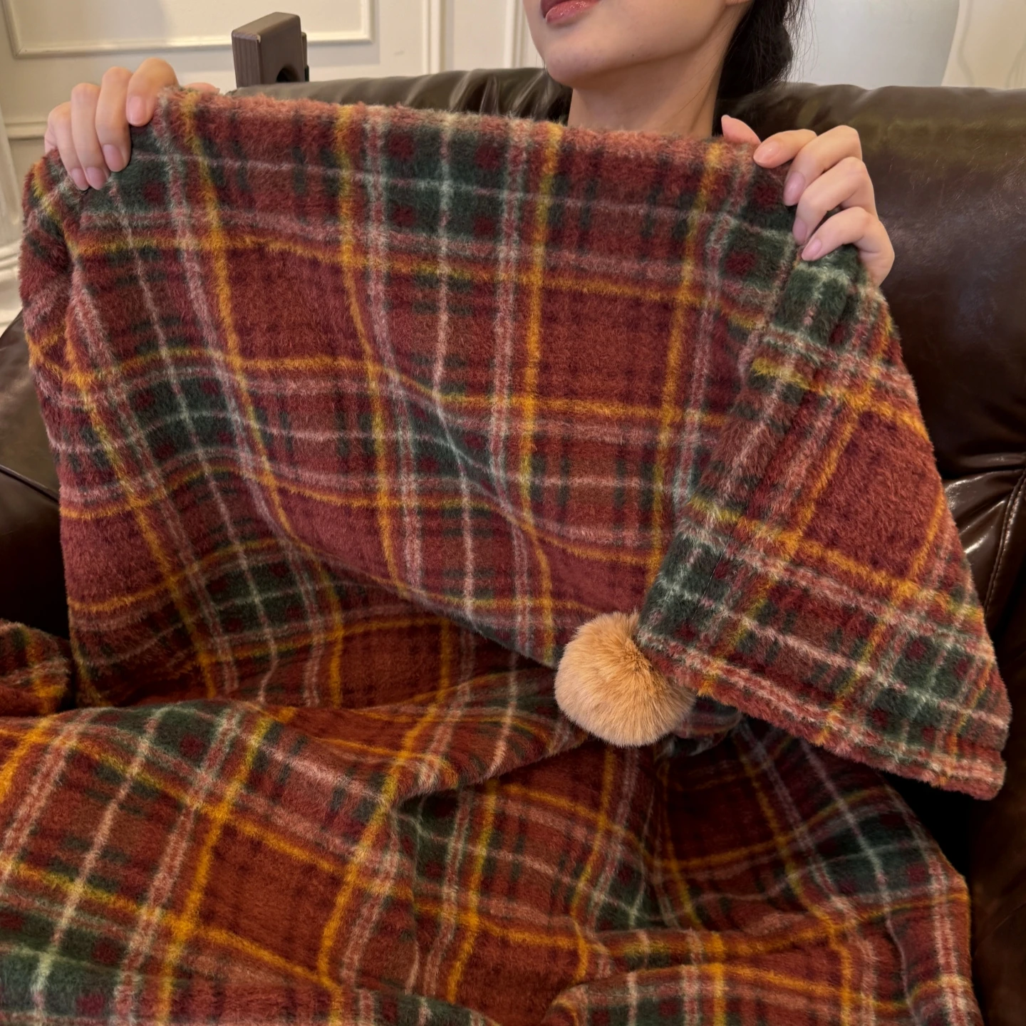 

Утолщенное шерстяное одеяло с рождественским узором, коралловый вельвет, для офиса, для сна, накидка на плечи, в стиле ретро, теплый, на все сезоны