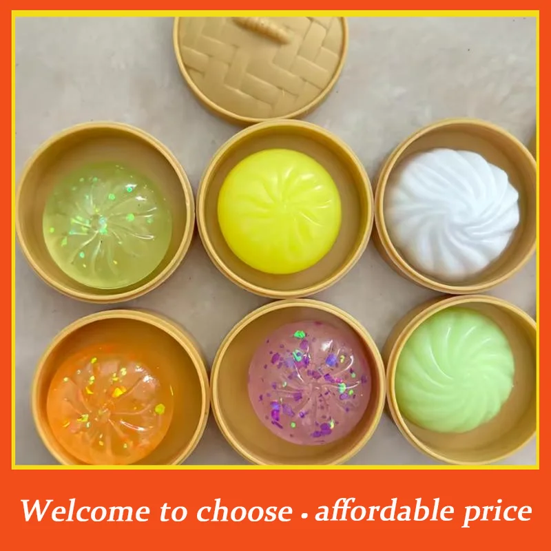 1pc new Crystal Bun Cute Mini Soup Dumpling Shaped Stress-relief Squeeze Toy, Venting Office Prank Toy, Slow Rebound, Fun Gift