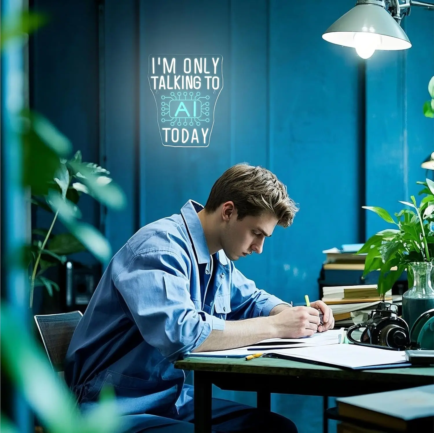 أنا فقط يتحدث مع AI اليوم النيون تسجيل USB عكس الضوء مصباح ليد غرفة الألعاب غرفة نوم مكاتب بار ديكور المنزل شخصية هدية #3