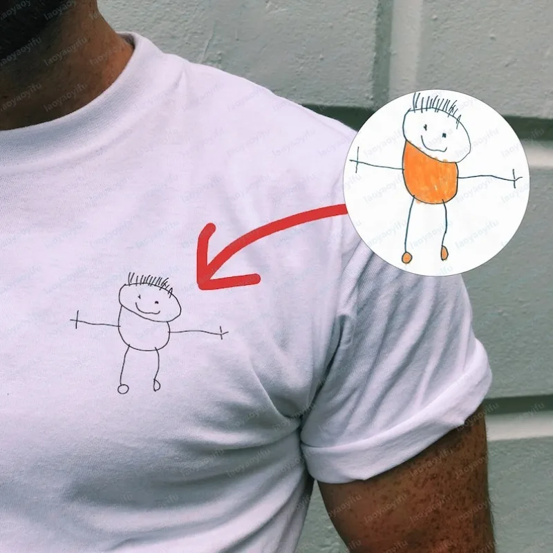 Kids Drawing T-Shirt Personalized Unisex Shirt Funny Personalized Gift for Dad and Mom Fathers Day Christmas Easter Mothers Day