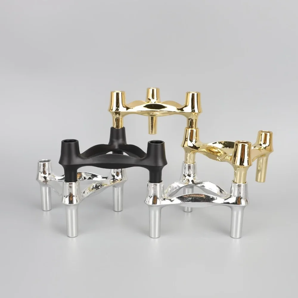 Vintage Metal Molecular Structure Candle Holder Nordic Silver Candle Stand Home Decore Candelabra