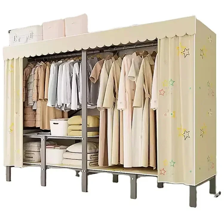 

# Складной шкаф для спальни высотой 170 см, складной шкаф для спальни, сборка не требуется, более толстая портативная вешалка из твердого металла