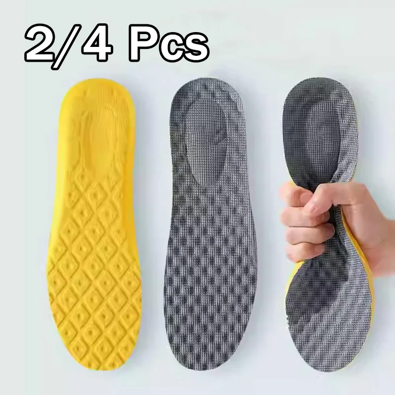 2/4 Stück weiche Latex-Einlegesohlen für Turnschuhe – Sport-Schuhpolster aus Memory-Schaum – orthopädische Einlegesohlen für Fußgewölbe, Fußpflege-Einlagekissen, Unisex