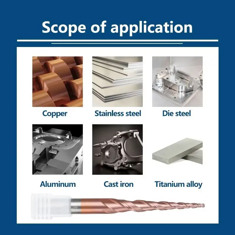XCAN-Fresa com nariz de bola, cônico End Mills, Carbide CNC, Carving Bit, Gravação Router Bit, Endmill Madeira Metal, HRC62, R0.25-R2.0