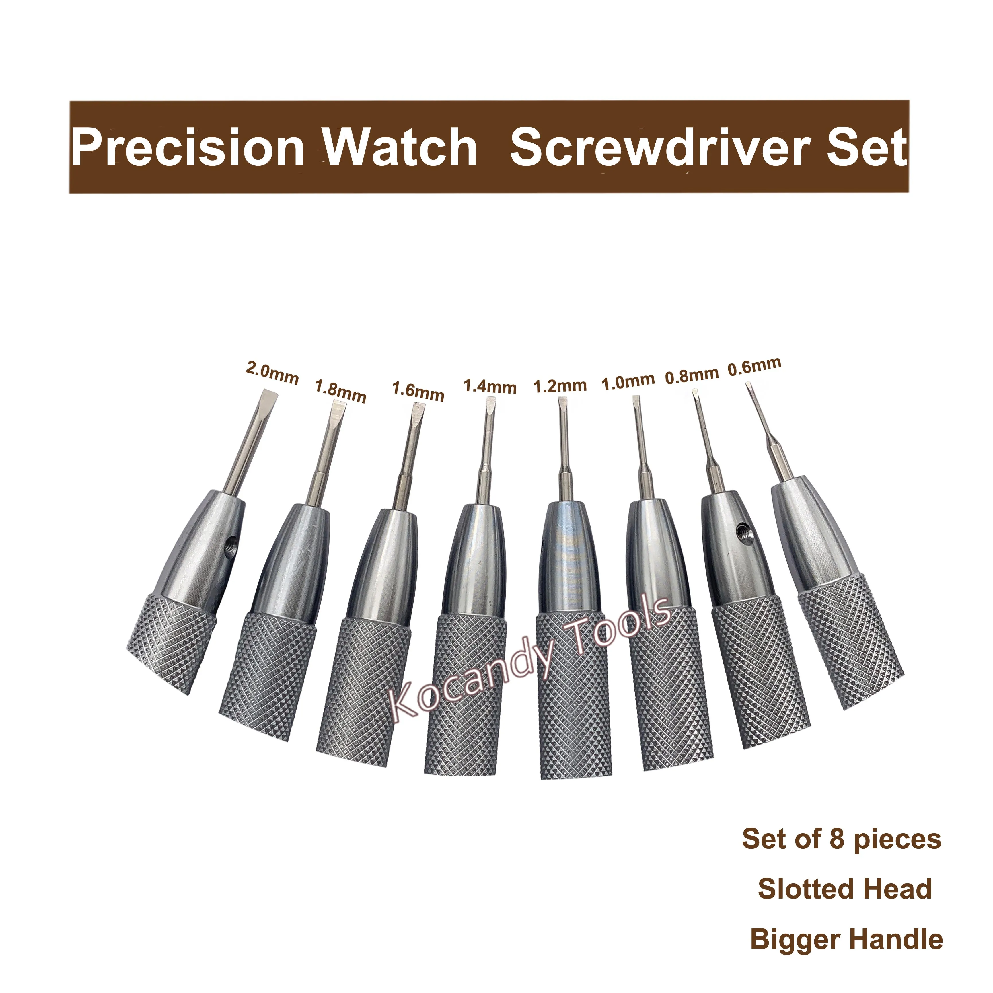 Uhren-Schraubendreher-Set, 8-teilig, geschlitzt, 0,6 mm – 2,0 mm, robustes, multifunktionales Uhrmacher-Schraubendreher-Set für die Uhrenreparatur