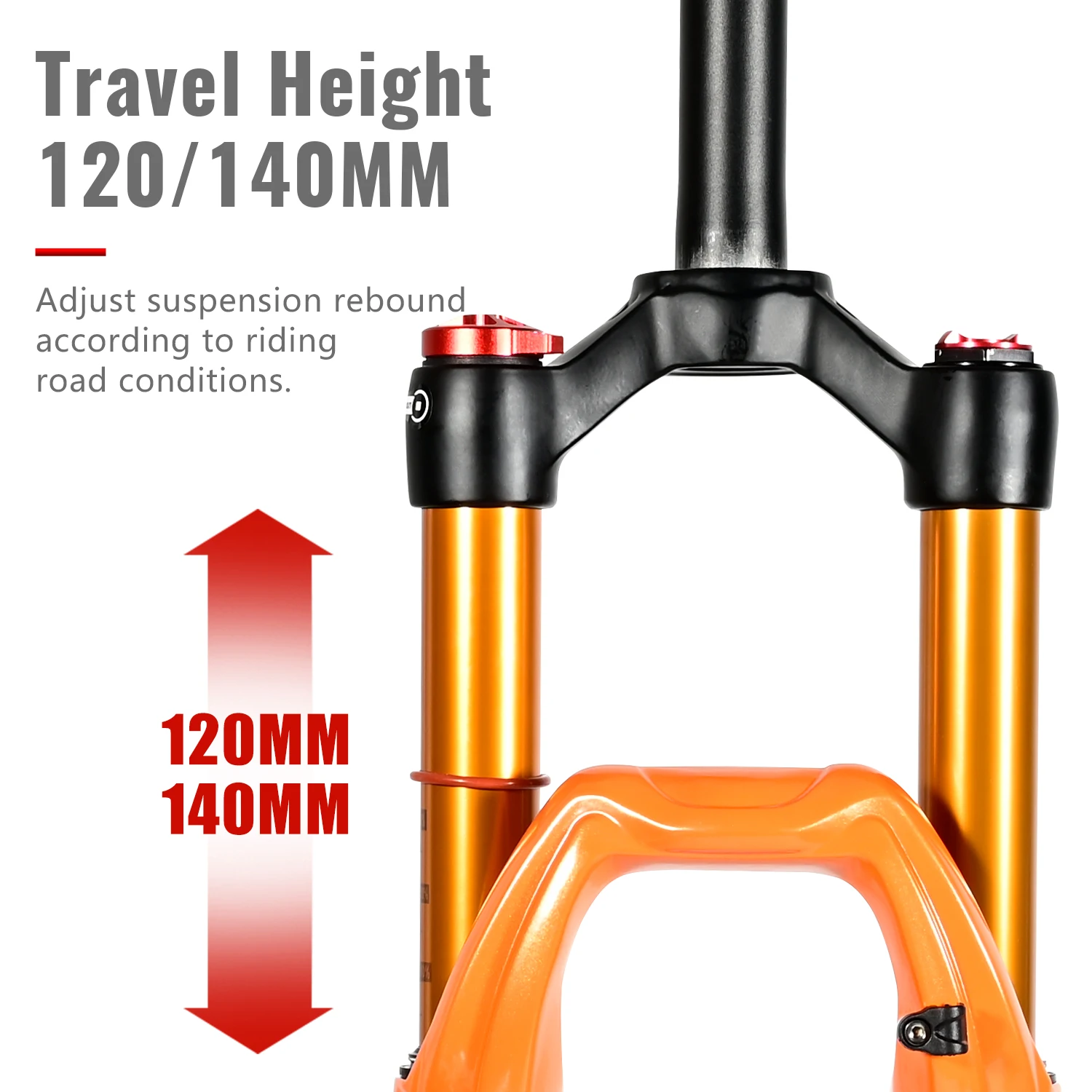 NanLio-X7 PRO Bicycle Suspension Fork,Damped Rebound Adjustment, Straight Cone,Metal Bushings,Air Fork,26 \