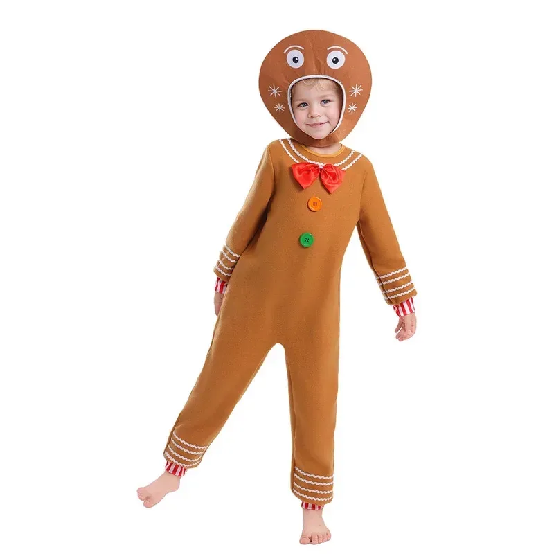 NewKids Gingerbread Cookie Fancy Costume Girls Boys Christmas Cosplay Halloween Xmas Dress Up2025c;5,v'8.d; - view 5