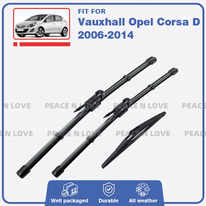 Car Front Rear Wiper Blades Set For Vauxhall Opel Corsa D 2006-2014 2007 2008 2010 2012 Windshield Windscreen OPC GSi SXi VXR