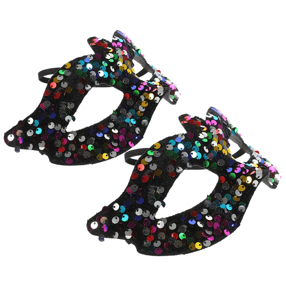 

2pcs Sequin Pointed Masks Halloween Adult Christmas PVC Durable Festival Party Stage Costumes Accessories