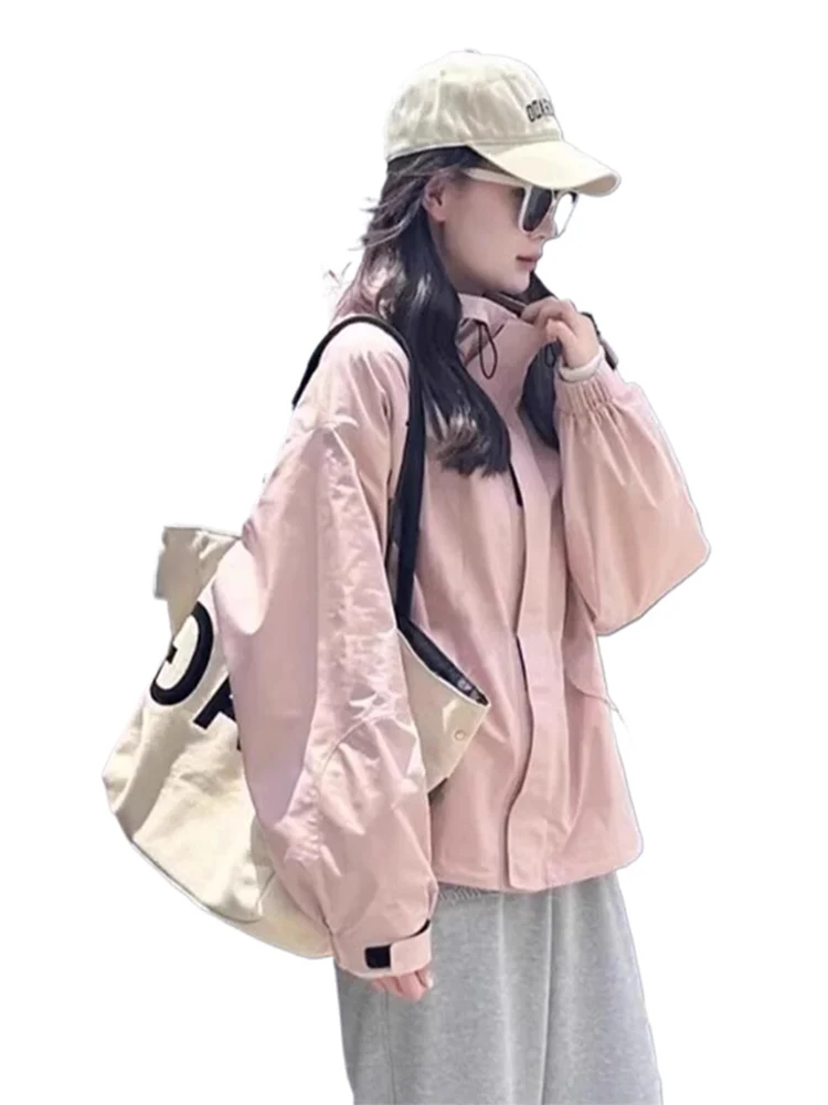 American Sle ort vêtements de travail en plein air Jaet femmes printemps automne ular coupe-vent manteau trajet Sle coupe ample fermeture éclair Cl...