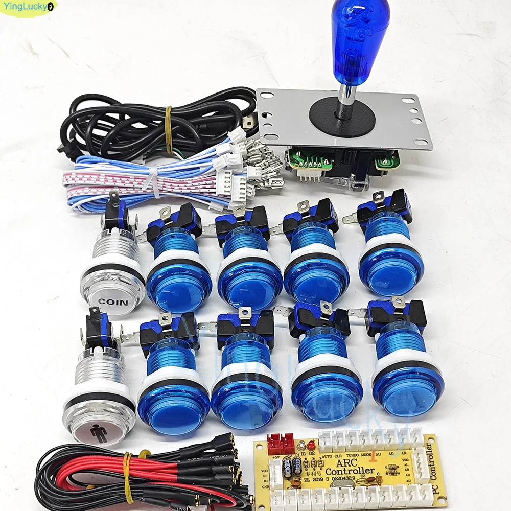 2-speler DIY Arcade Game Kit voor PC Raspberry Pi met LED-drukknoppen Amerikaanse stijl joystick USB-encoderkabels Mame Jamma