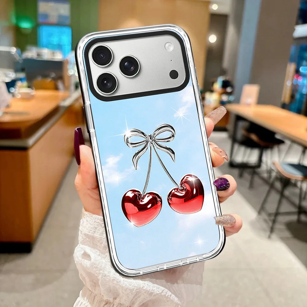 Creative Sky Cherry White Border Magnetic Cover for IPhone 13 14 15 16 17 Pro Max Case for IPhone 17Pro