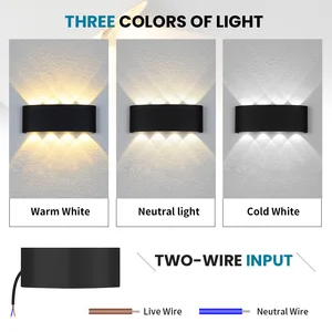 Lâmpada de parede led ao ar livre à prova dip66 água ip66 interior luz parede 2w 4 6 8 10 minimalista criativo quarto lâmpada cabeceira 8 principais vendas luminaria de cabeceira de parede - №6