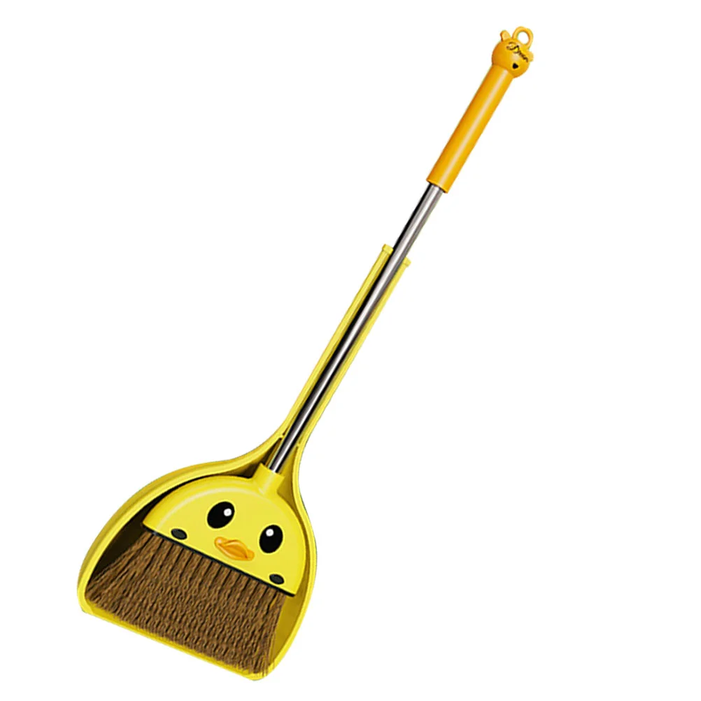 Mini Broom Dustpan Set for Kids: Little Housekeeping Helper and Pretend Play Toy with Yellow Duck Design