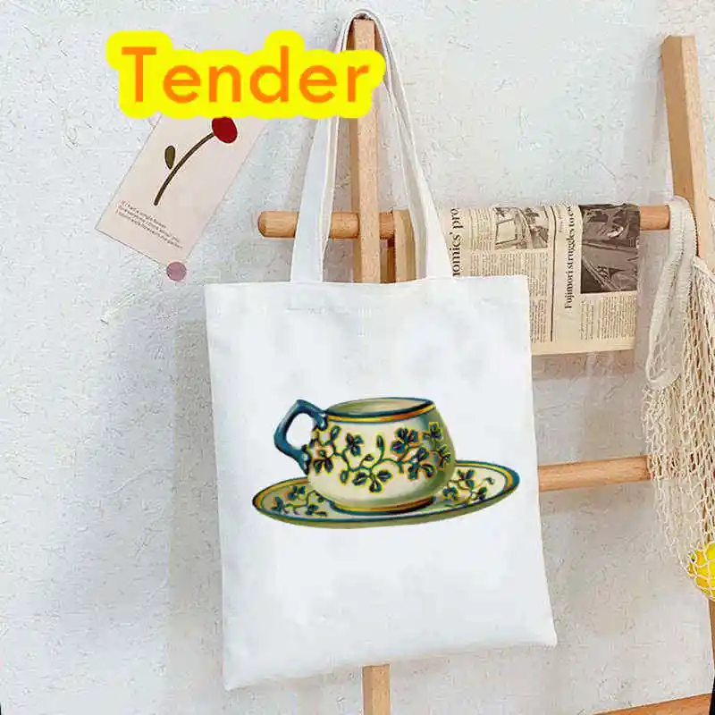 Retro Graphic Women Canvas Shoulder Bag Large Capacity Tote Bag Aesthetics Shopping Bags Cartoon Handbags Books Bag For Girls