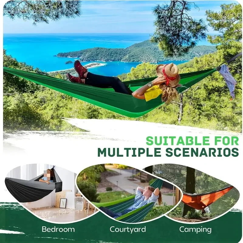 Portable Lightweight Parachute Nylon Camping Hammock, Outdoor Gear for Backpacking Survival Travel, Camping Accessory Christmas