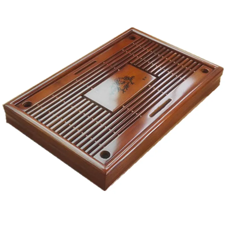&Wooden Serving Tea Tray Luxury Table Accessories Decorative Drainage Drip Living Room Kitchen Bandeja Madera Teaware