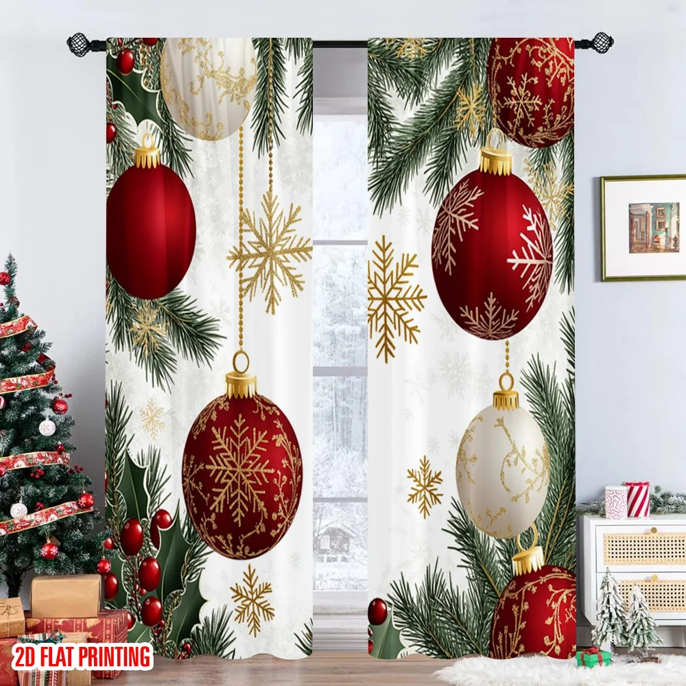 2 قطعة 2D الطباعة المسطحة عيد ميلاد سعيد الستار الشعبي عيد الميلاد الحلي الثلج جارلاند 100% البوليستر بدون كهرباء #6