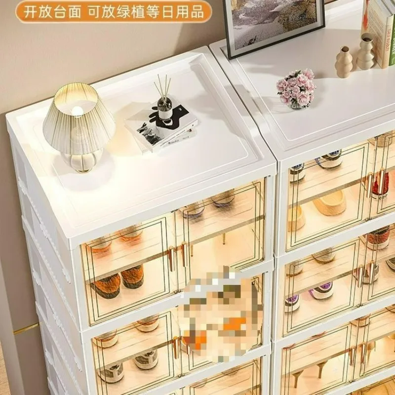 

Складной прозрачный пылезащитный органайзер для обуви, пластиковый шкаф для обуви без сборки для использования в прихожей