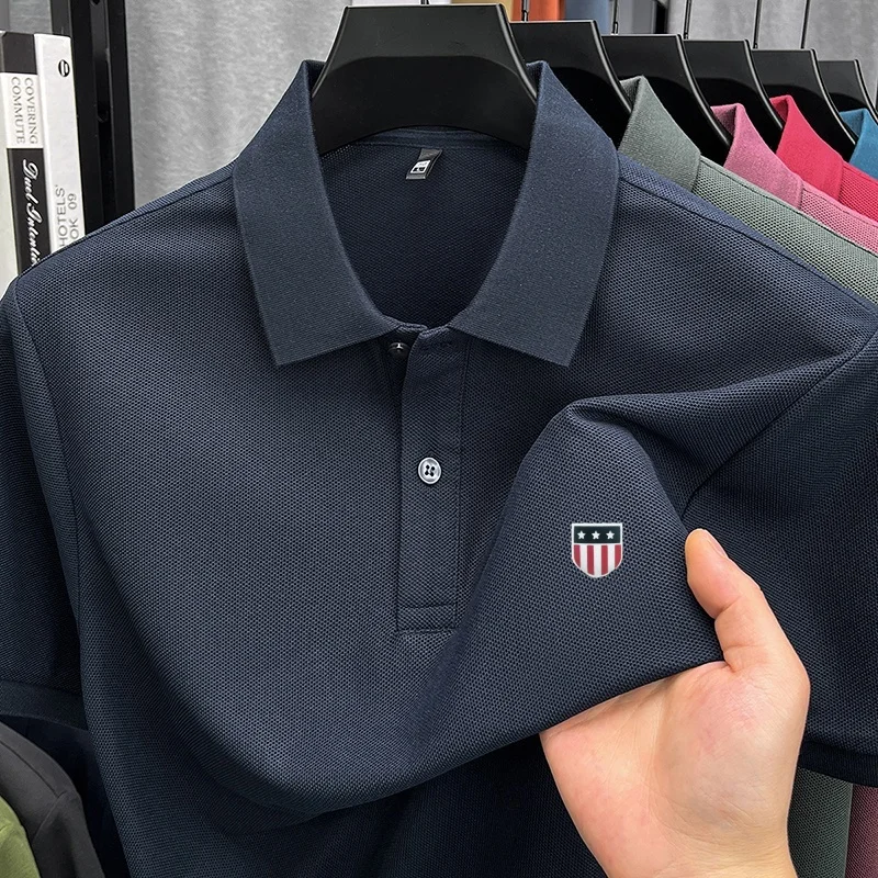 

Luxury brand men's summer short-sleeved POLO shirt printed pure cotton T-shirt classic business casual breathable men's wear top