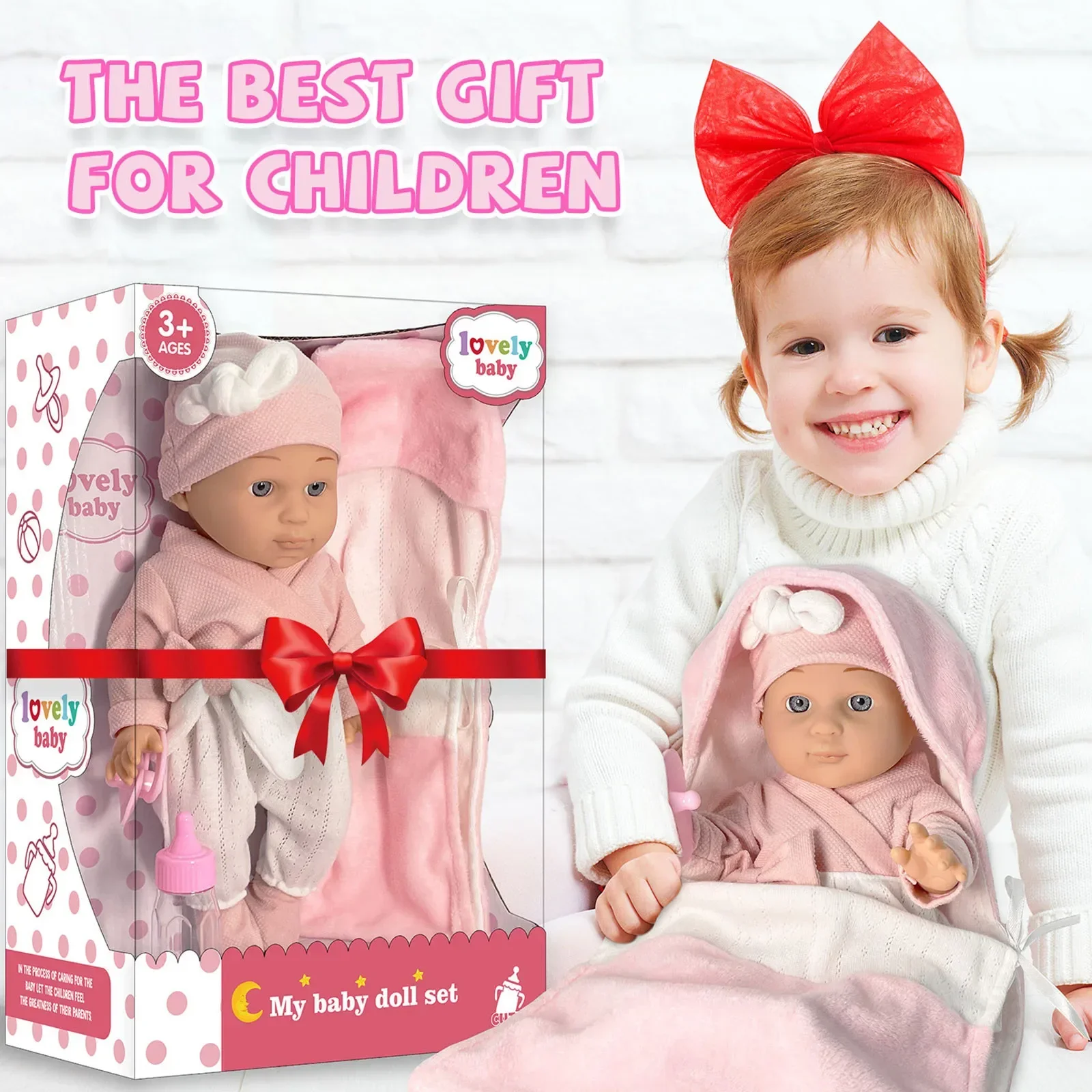 Simulated Baby Role-Playing Doll12 Inch Vinyl Cute Boy Doll Toy for Children Interactive Accessories Set Baby Doll Toys Gifts