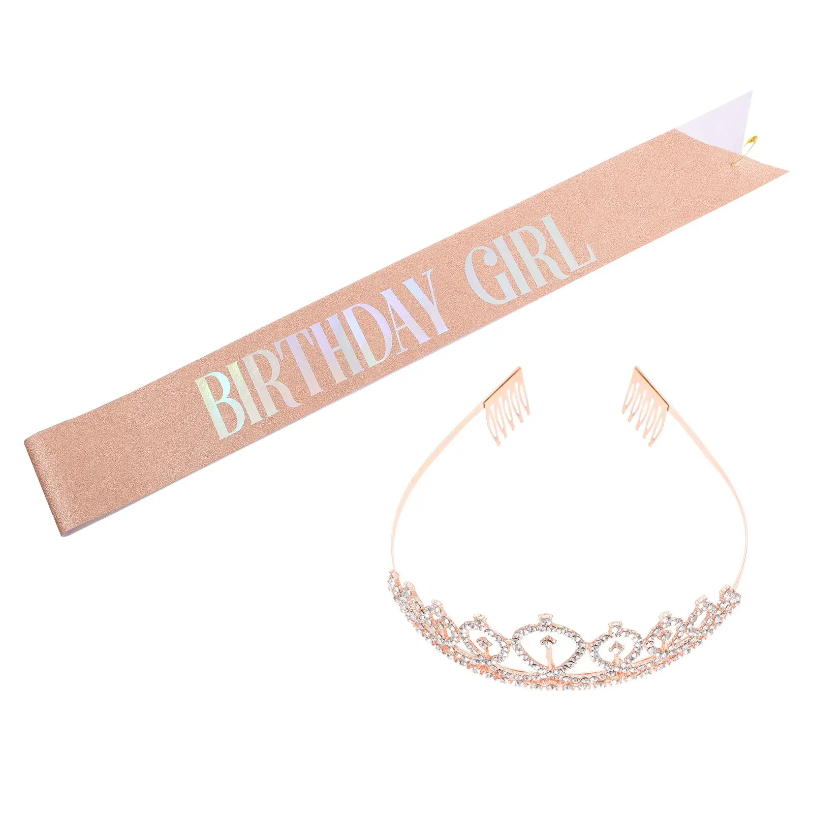 

Crown Shoulder Sash Set Princess Party Supplies Womens Birthday Adornment Non Fading Elastic Material Premium Quality Hair