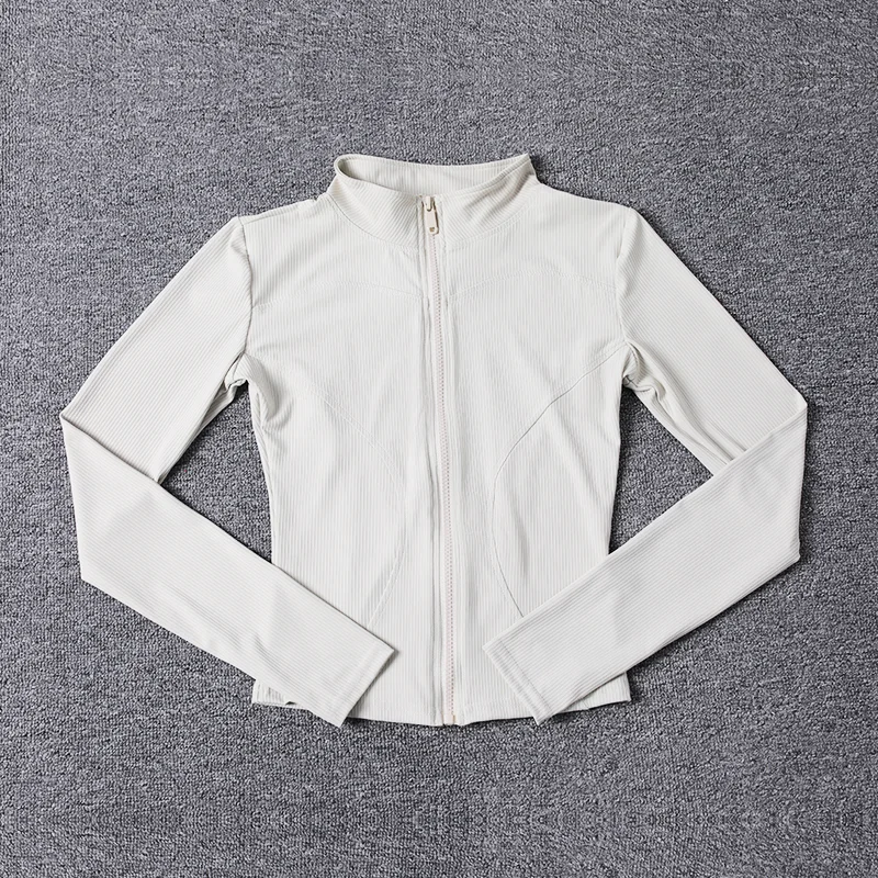 New Fashion Slim Fit Women Yoga Jacket Long Sleeve Gym Breathable Workout Top Quick Dry Sports Coat Full Zip
