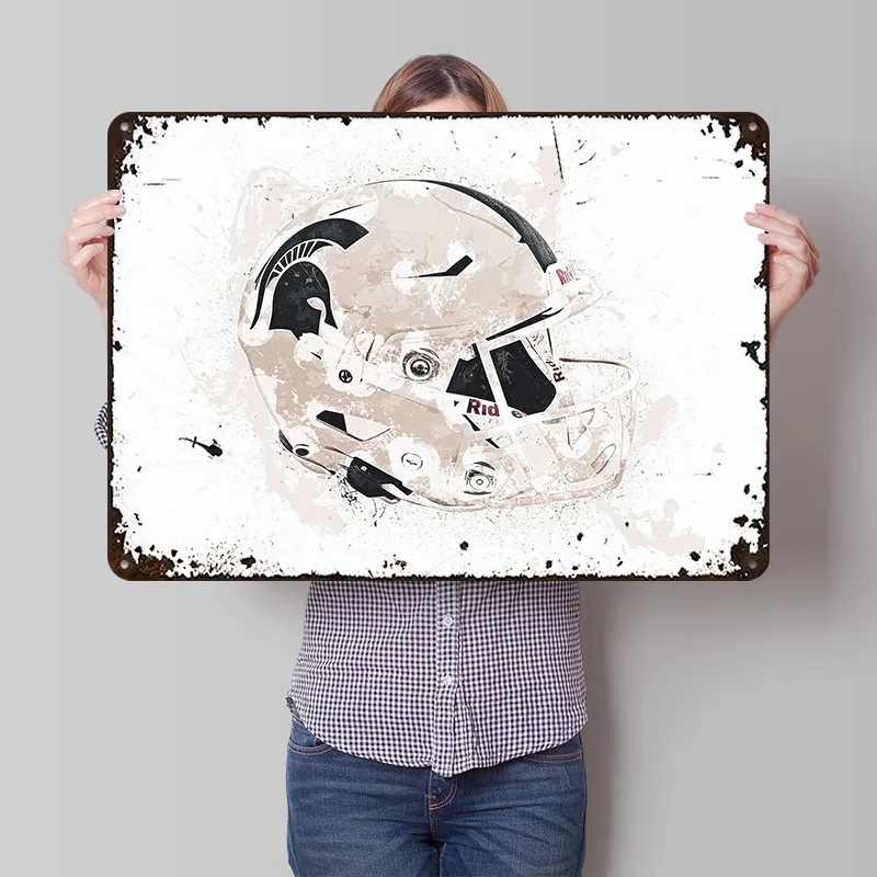 MICHIGAN STATE Helmet Tin Poster Customized Wall Art Retro Vintage Metal Signs for Fans Room Decoration Home Decor Items House