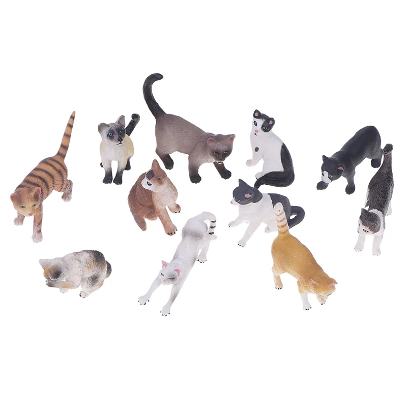 1PC Simulation Cat Model Cute Cartoon PVC Cat Figurine Mini Ornament Kids Doll Toy Kitten Statue Dollhouse Desktop Decoration