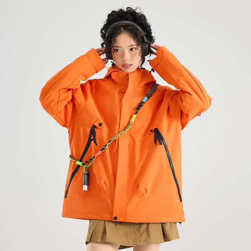 

Women Men 3-in-1 Waterproof Windproof Jacket, Spring Autumn Hiking Coat, Outdoor Couple's Trekking Raincoat