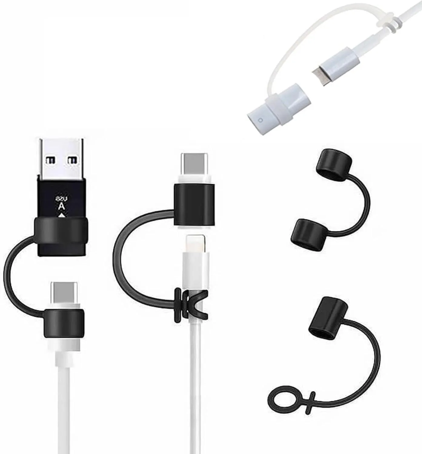 Anti-Lost Silicone Cable Adapter Tether, Charger Converter Protective Sleeve, Portable Cord Strap, Universal Cable Organizer