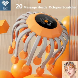 Ohio eur de tête de cuir chevelu orange, 20 têtes de massage, vibrateur à lumière rouge, grattoir de poulpe pour la relaxation, la migraine soulignée