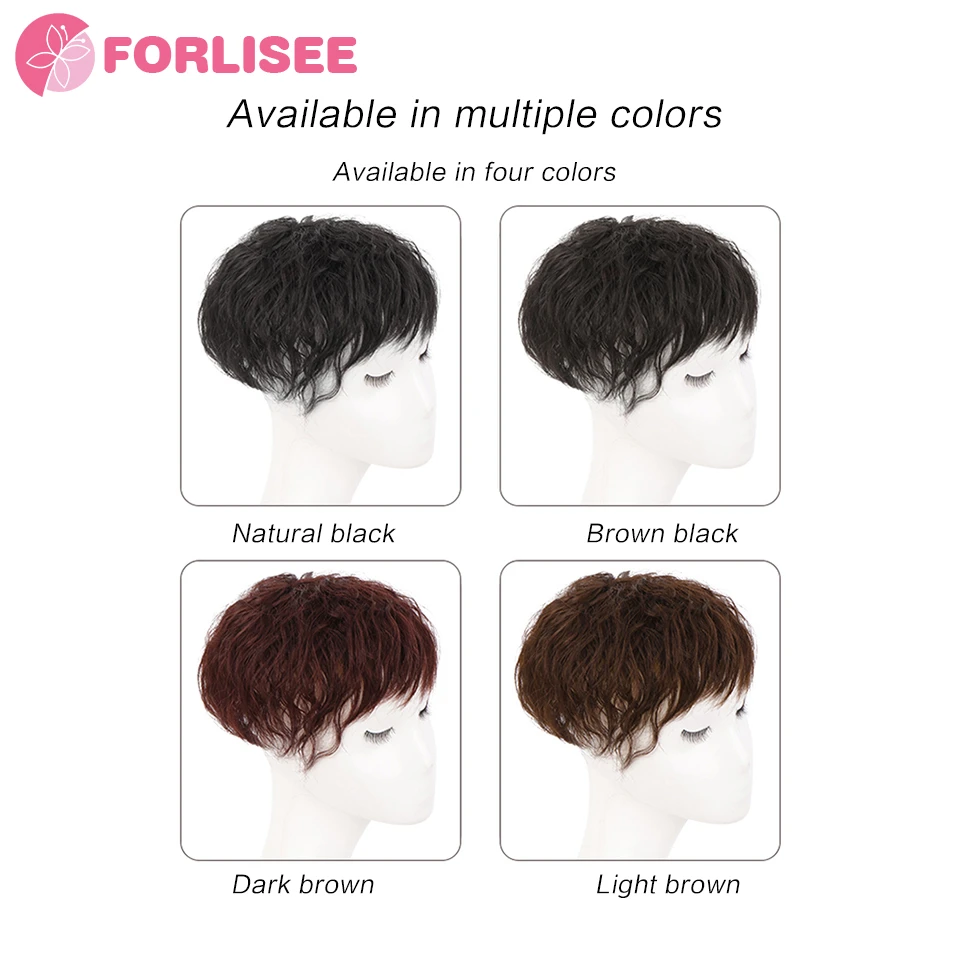 FOELISEE-peluca sintética para mujer, parche para la cabeza, pelo blanco cubierto, parche para el pelo, rizo corto Suelto