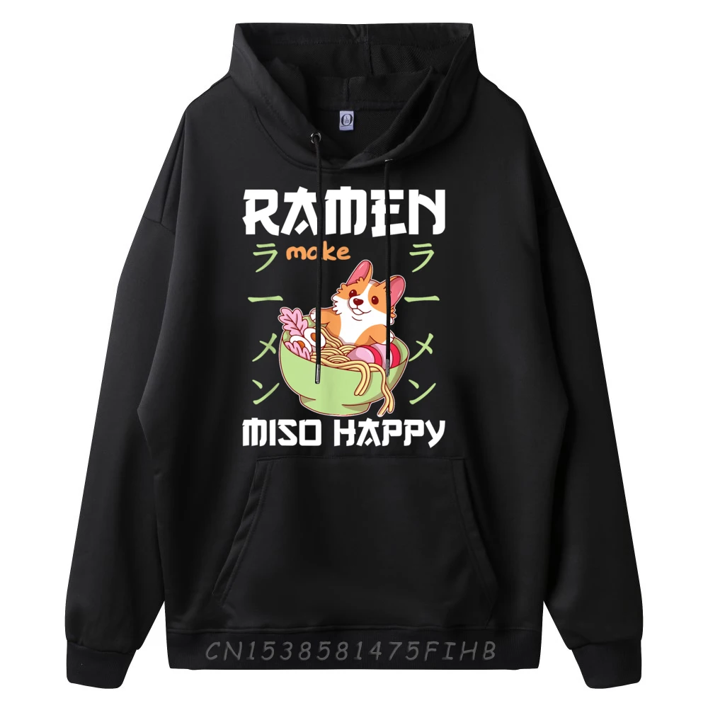 Corgi With Noodles Ramen Kawaii Corgi Hoodies Men 100℅ Polyester Fiber Moisture Wicking Men's Clothing Outdoor