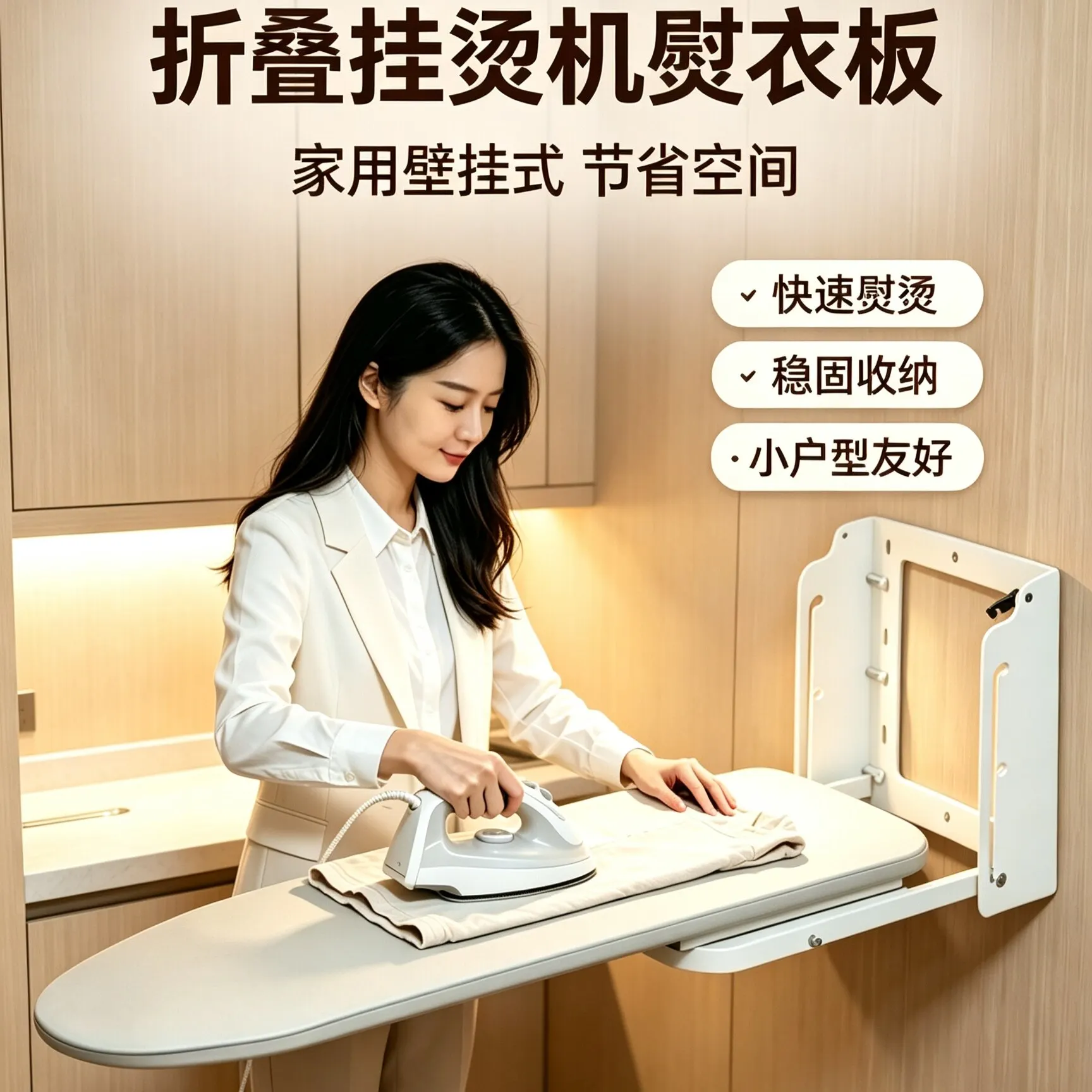 Wall Mount Foldable Household Ironing Board Easy Storage Simple Garment Care Wrinkle Removing Iron Table Closet Bedroom Home